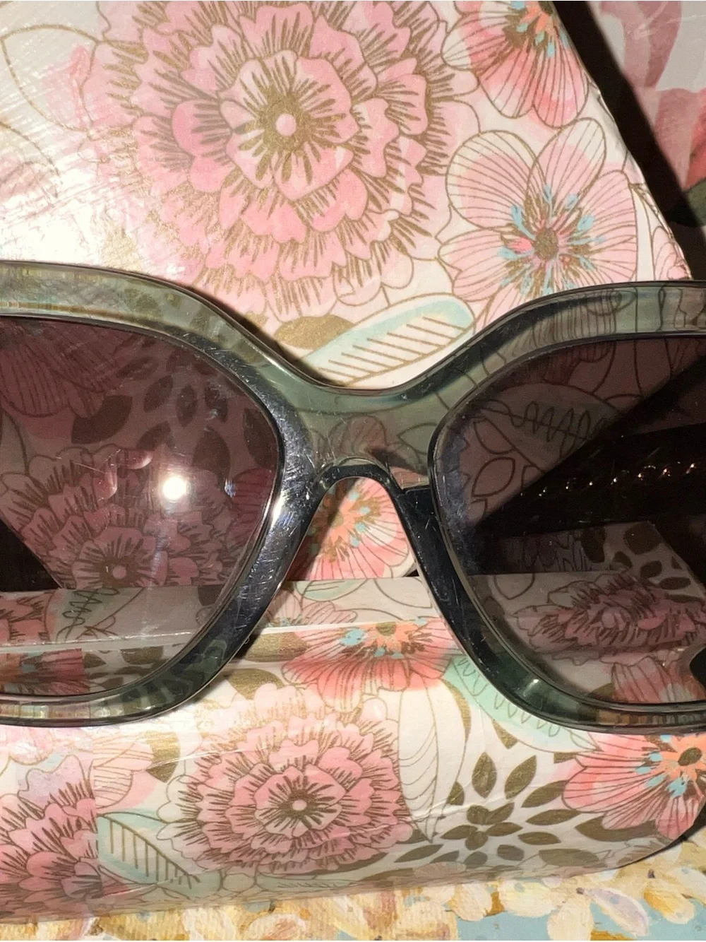 Tory Burch sage green Gloss Logo large cat eye Sunglasses